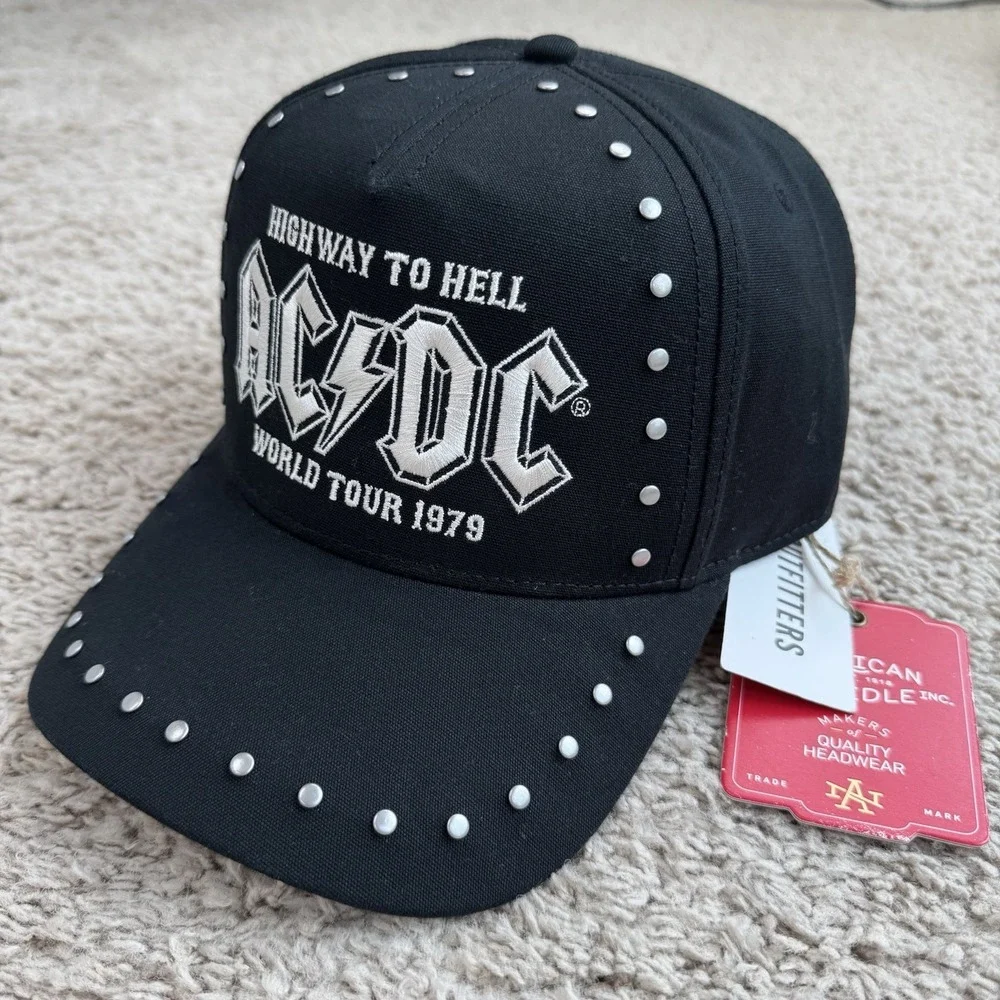 AC/DC Baseball Hat Cap Studded Black Highway To Hell World Tour 1979‎ UO x NWT